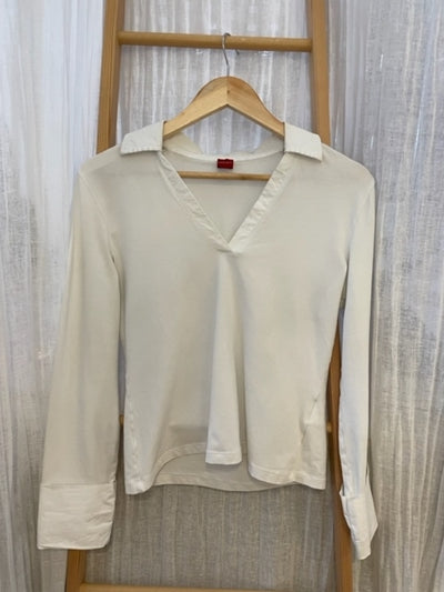 Preloved White collar long sleeve top