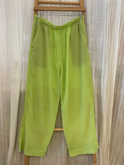 Preloved Lime green textured flowy trousers