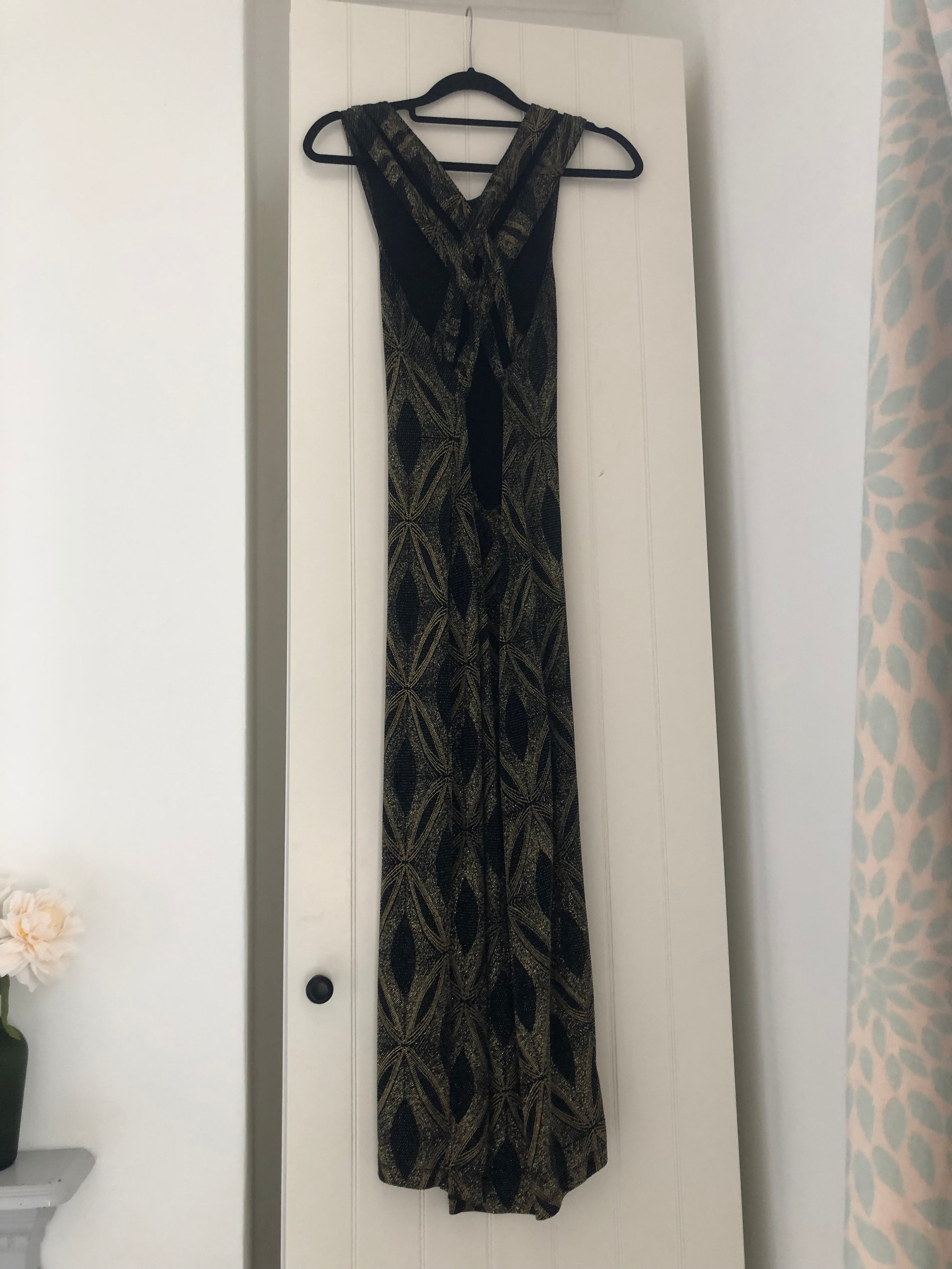 Preloved Gold and black glittery midi dress