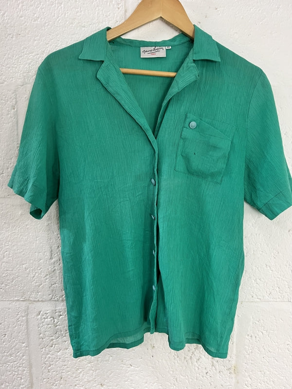 Preloved Vintage boxy green blouse