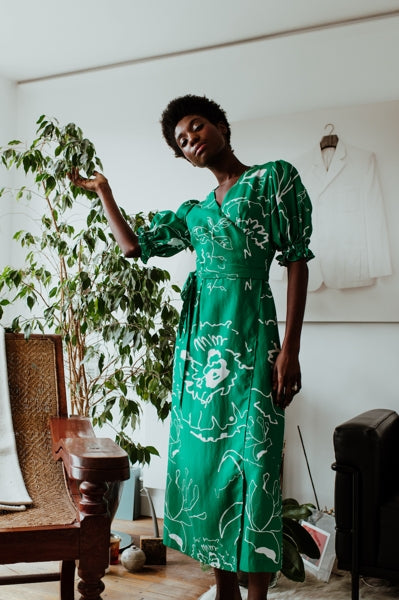 Preloved Birdsong Emerald Green Printed Maxi Dress