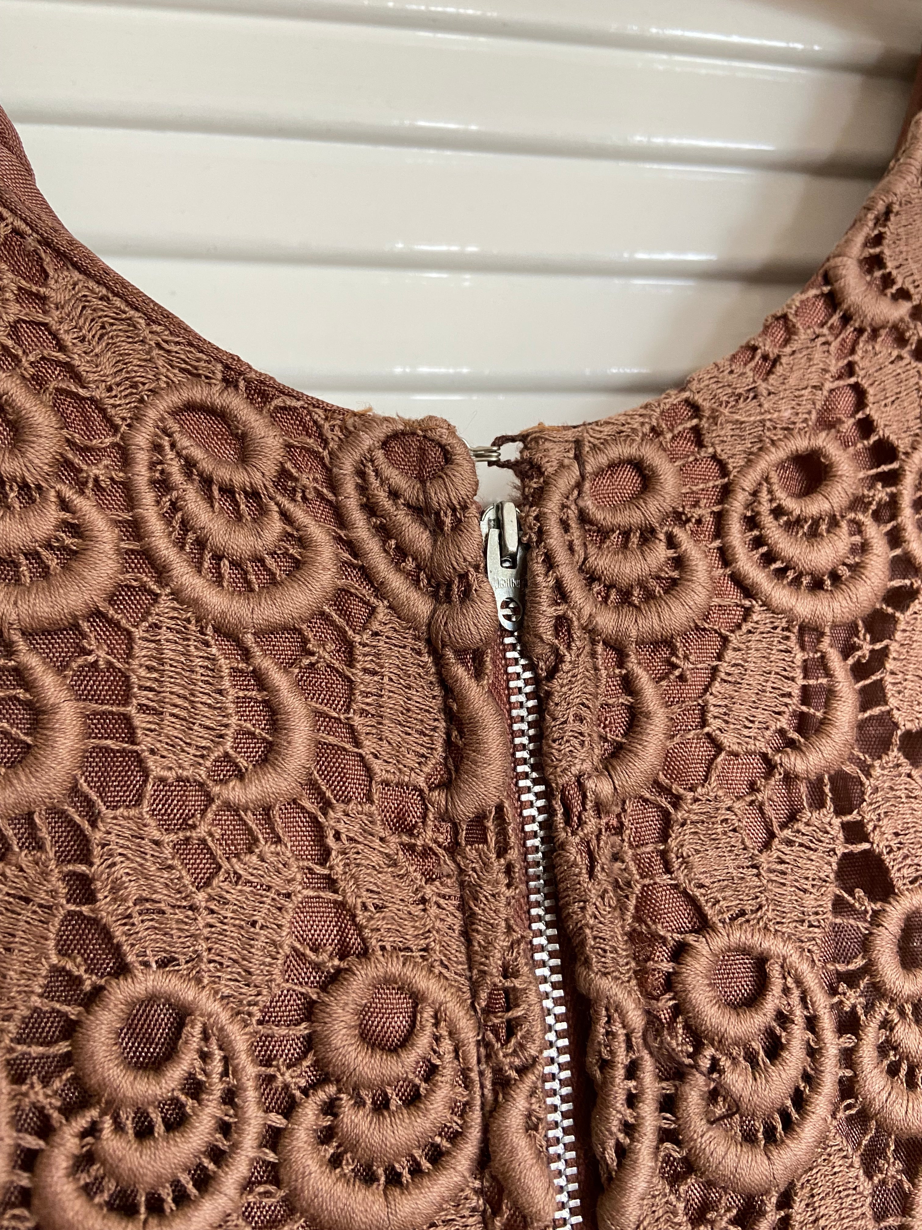 Preloved Brown broderie anglaise dress