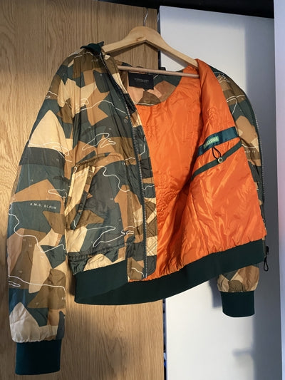 Preloved Green Print Bomber Jacket