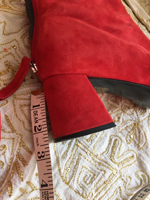 Preloved Red suede ankle boots