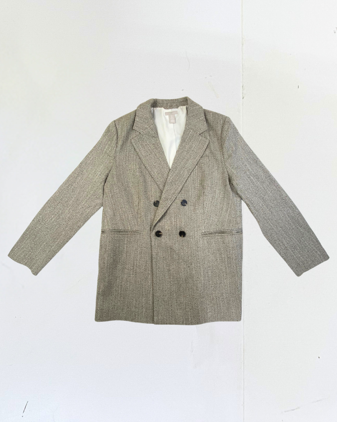 H&M Classic Tweed Blazer - Herringbone Pattern size XL