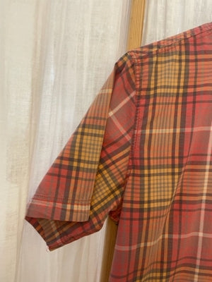 Preloved Pink and orange check short sleeve shirt