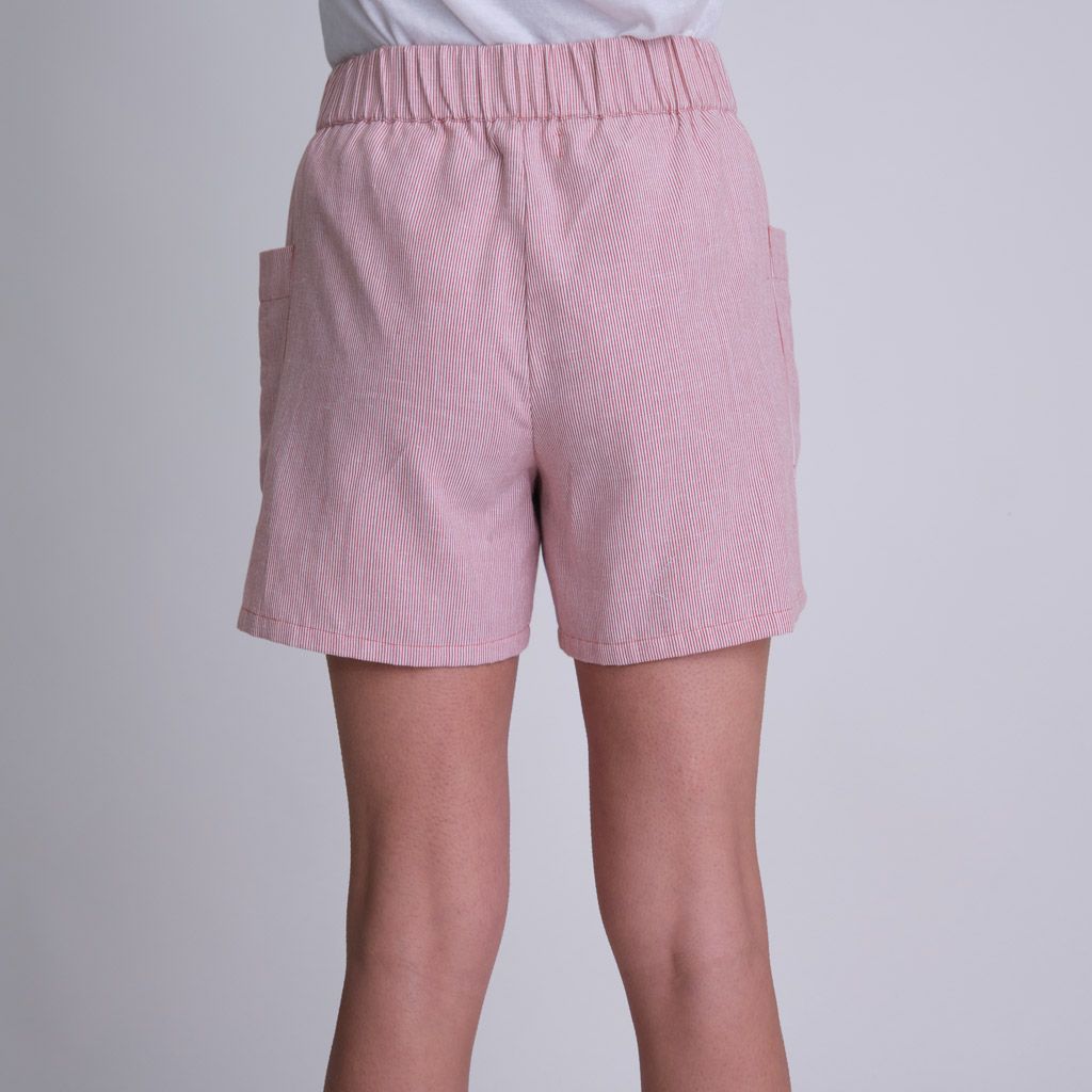 Preloved Daria Pull-On Shorts in Rust Stripe