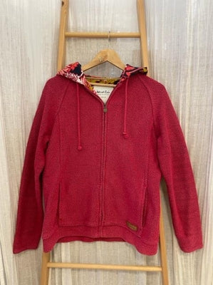 Preloved Fuchsia textured zip hoodie