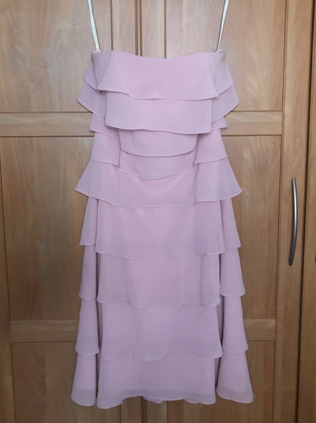 Preloved Pink Ruffle Evening Midi Dress