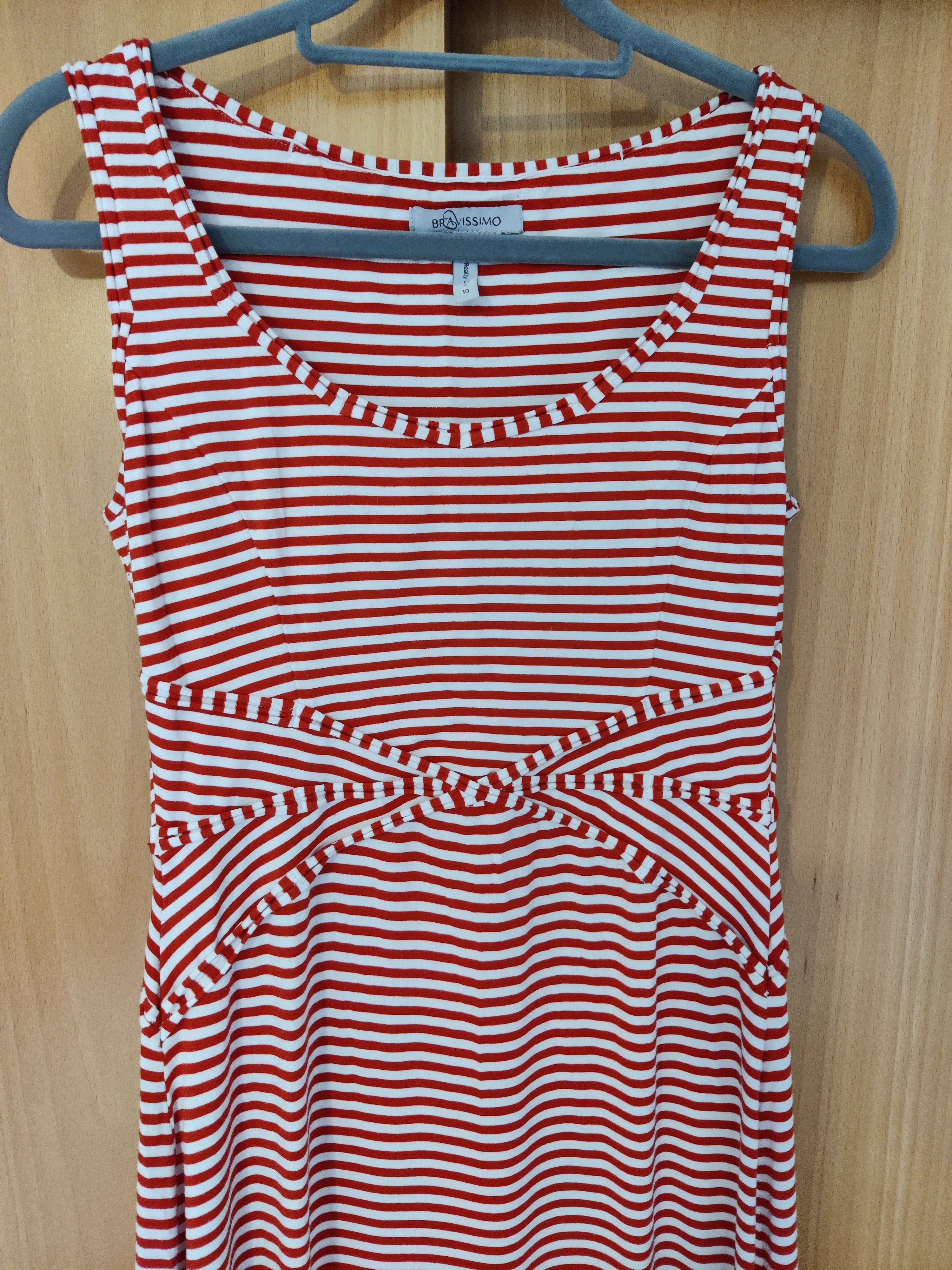 Preloved Red and white striped full length dress