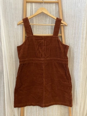Preloved Burnt Orange Cord Pinafore Dress
