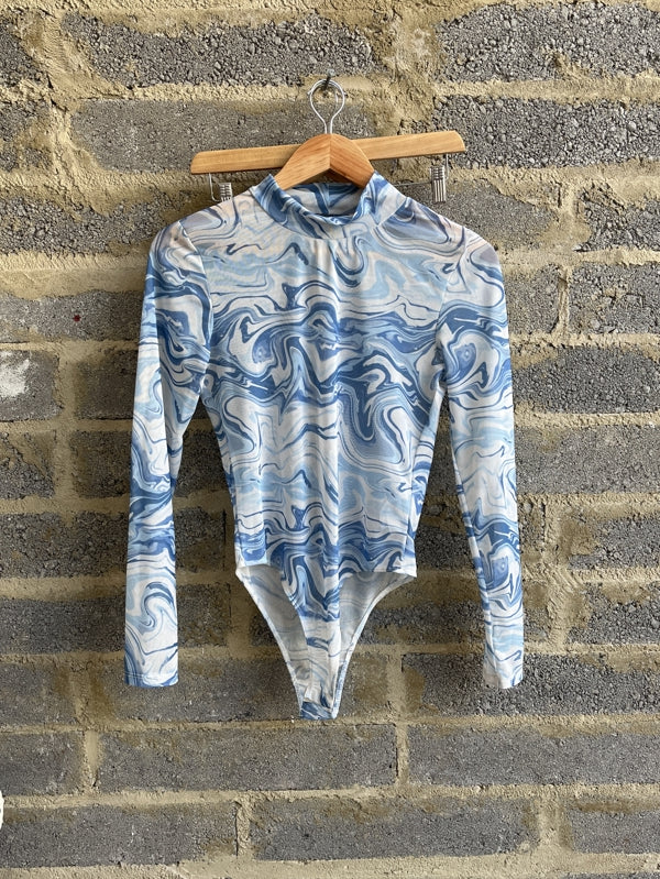 Preloved Blue swirl body suit