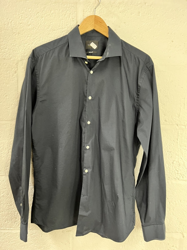 Preloved Skinny fit cotton shirt navy