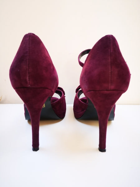 second hand Office Purple suede open toe platform heels 8 OWNI