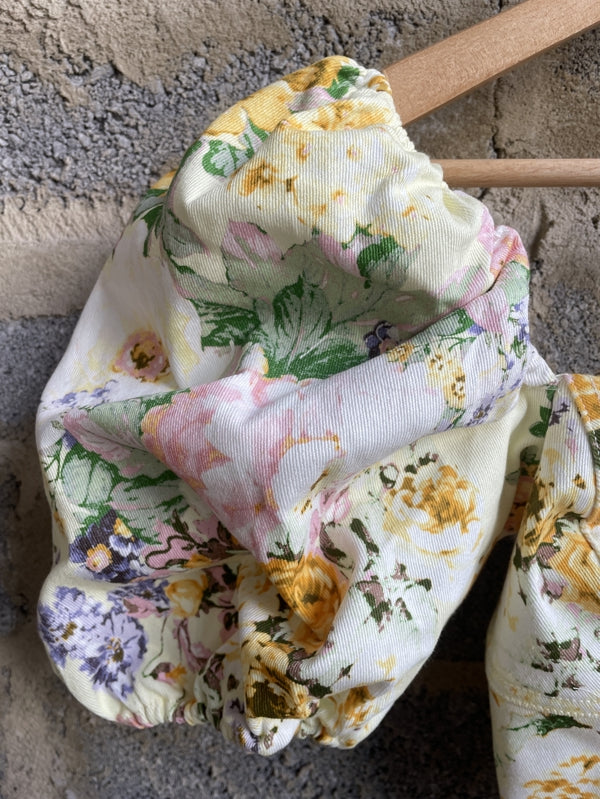 Preloved Floral crop top with big sleeves