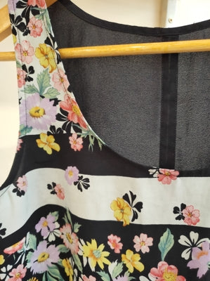 Preloved Floral Navy Print Tank Top