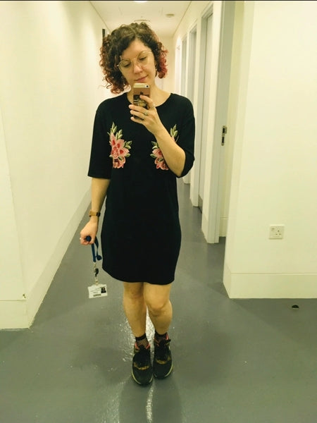 Preloved T-shirt dress with flower detail