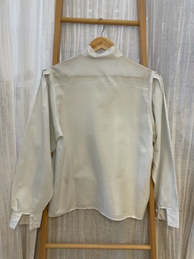 Preloved High collar white shirt with puffy sleeves
