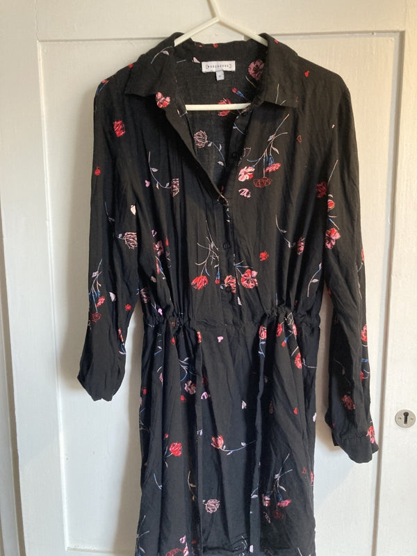 Preloved Warehouse Black floral shirt dress