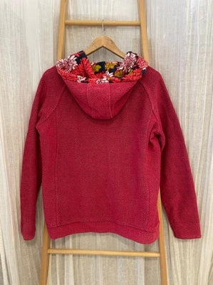 Preloved Fuchsia textured zip hoodie