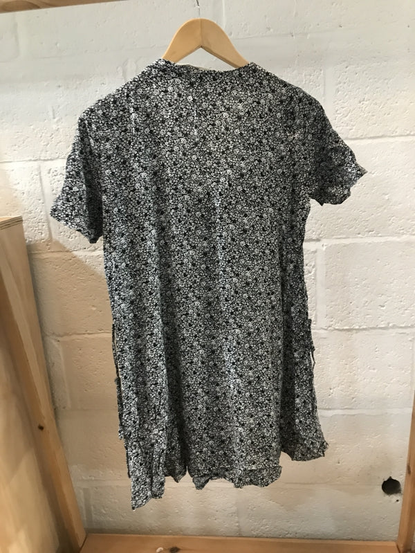 Preloved Black & White Floral Button Down Dress