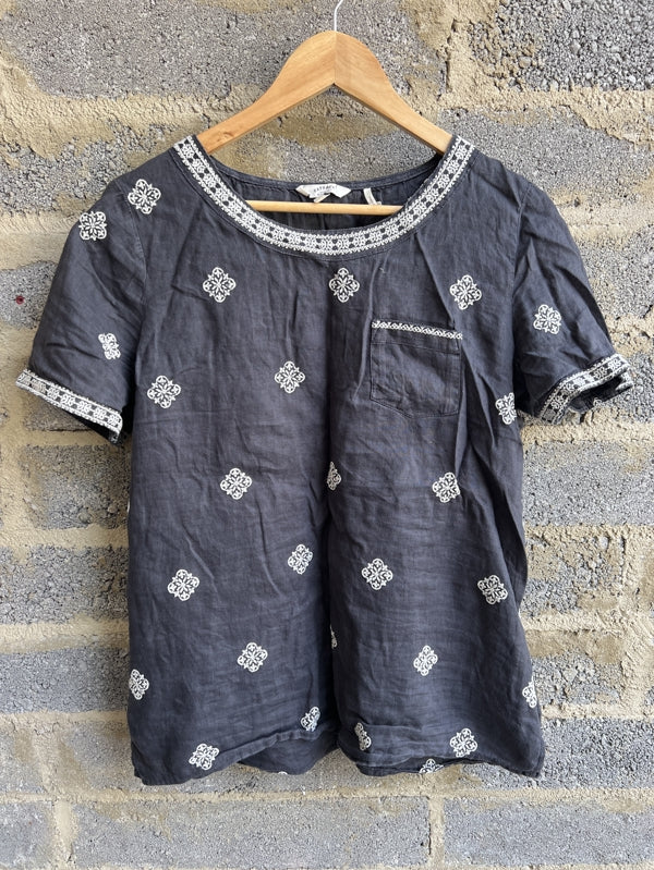 Preloved Linen embroidered top