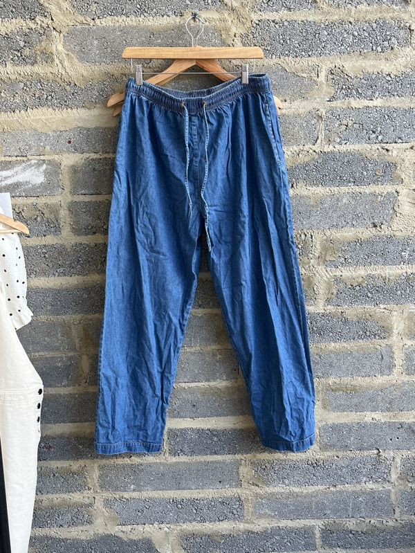 Preloved Blue Jean tie up trousers
