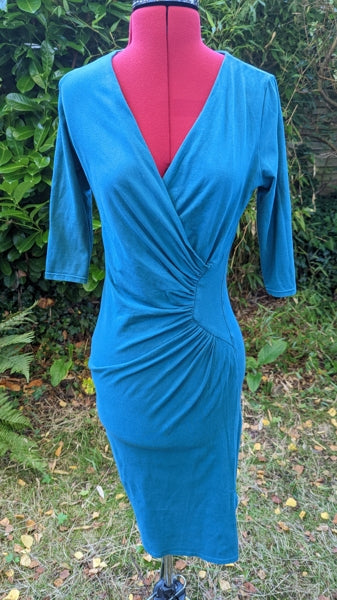 Preloved People Tree Stella Fitted Dress in Teal