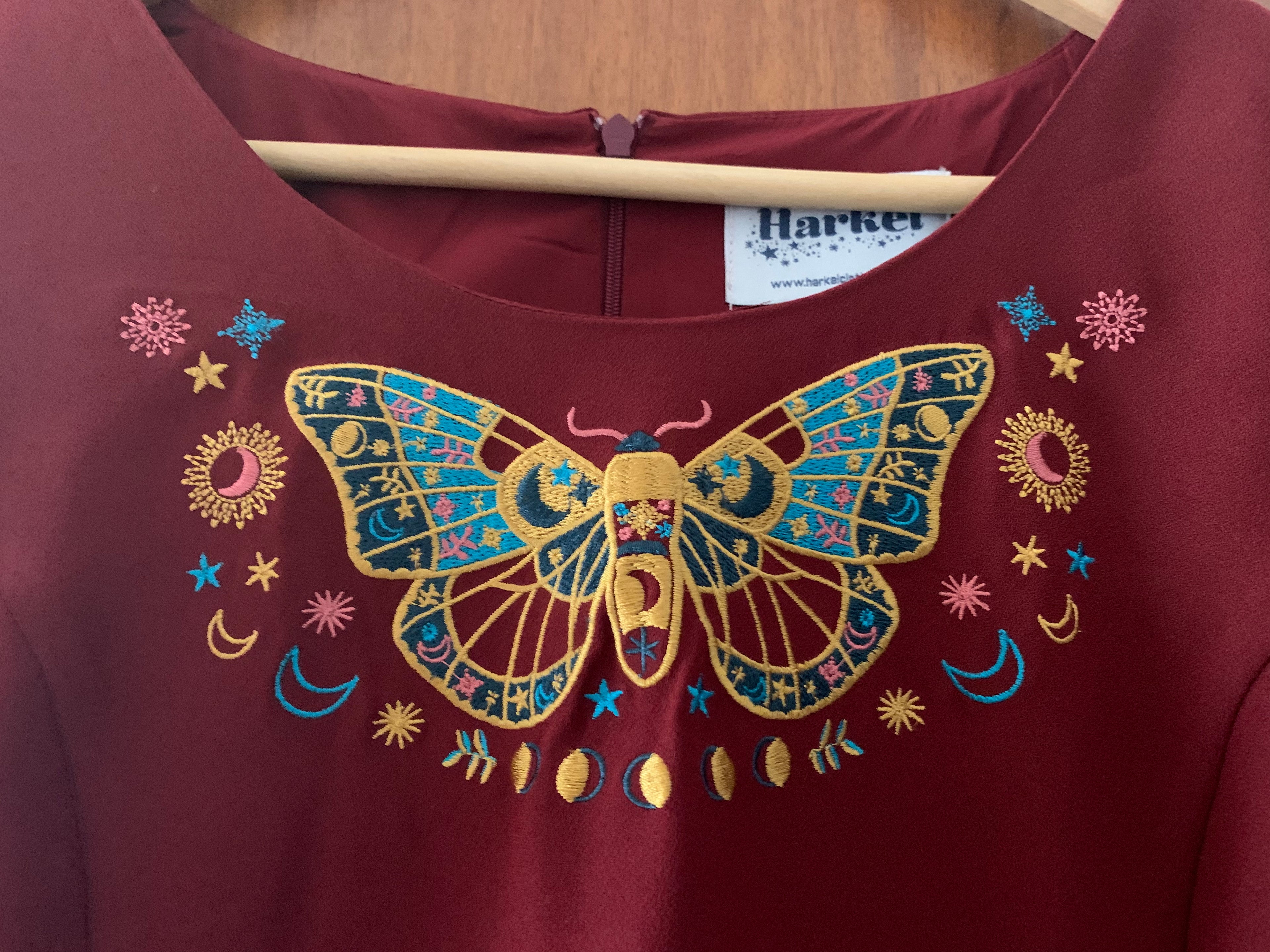 Preloved Maroon Dress with Butterfly Motif