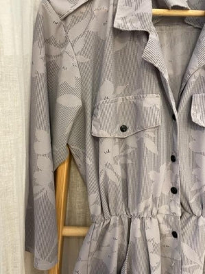 Preloved Purple floral print long sleeve shirt dress