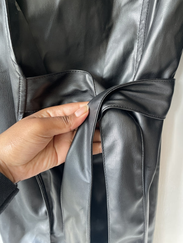 Preloved Pleather black wrap dress