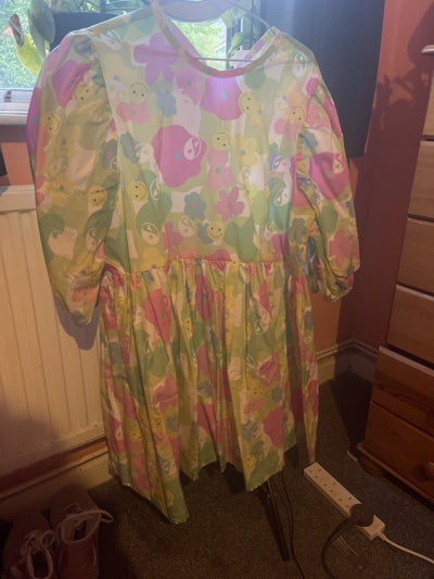 Preloved Olive Organic Cotton Printed Mini Dress