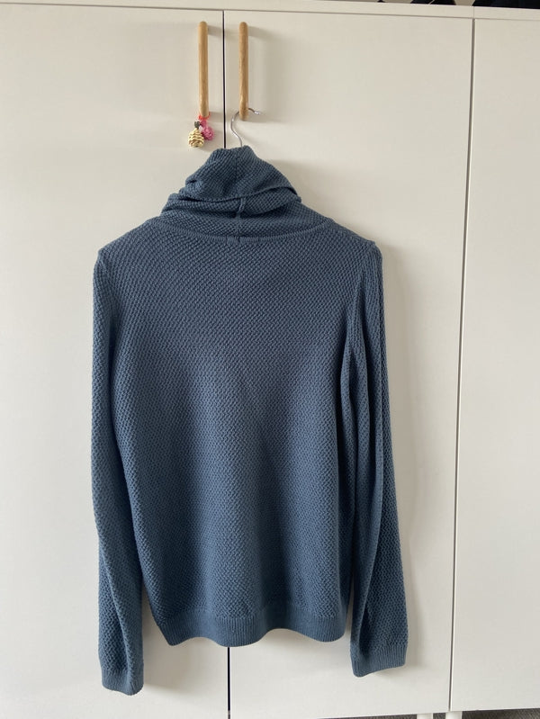 Preloved Blue textured roll/cowl neck jumper