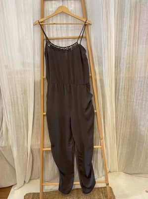 Preloved Grey strappy silky jumpsuit