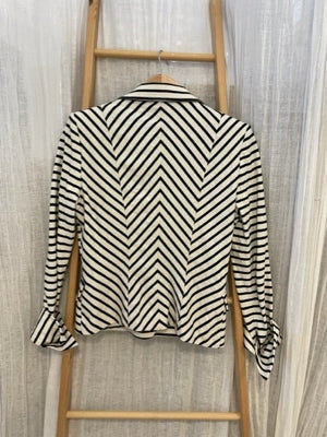 Preloved Black and White striped, Blazer style Jacket