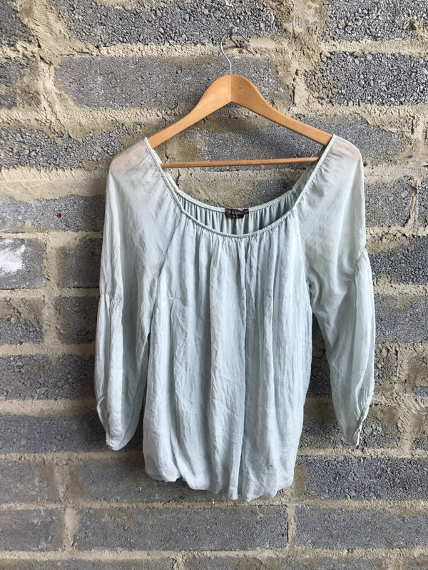 Preloved Sheer Green Blouse Top