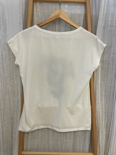 Preloved White cap sleeve apple t-shirt