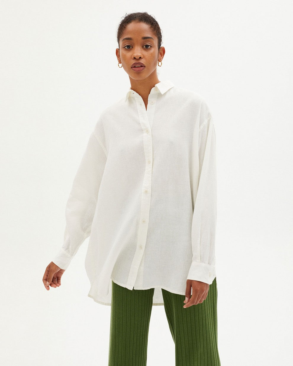 Preloved Gia Hemp Oversized Shirt in White