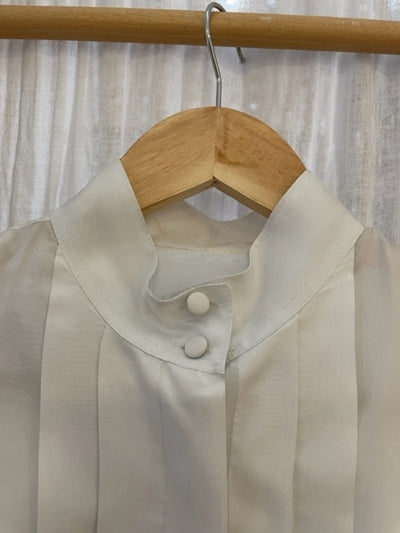 Preloved High collar white shirt with puffy sleeves