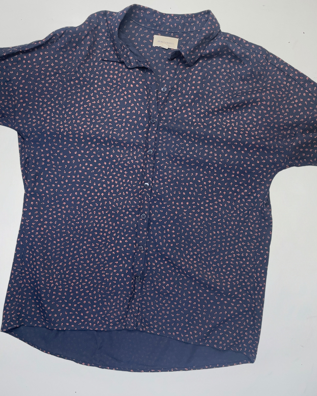 second hand Armedangels Purple Leaf Print Shirt in Size S 9 OWNI