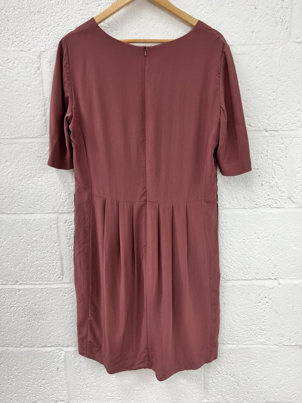 Preloved Bordeux Silk Dress in size 14