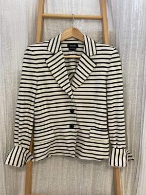 Preloved Black and White striped, Blazer style Jacket