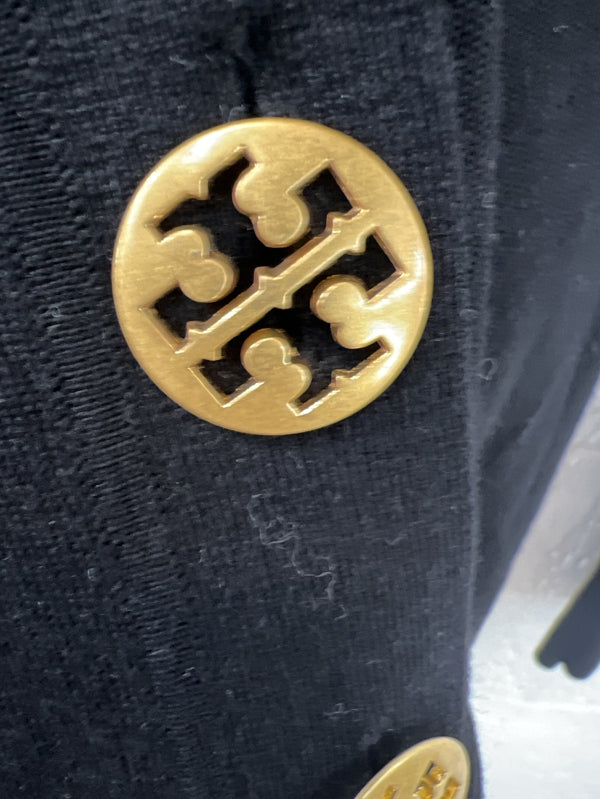 Preloved Tory Burch Logo button fine knit cardigan black