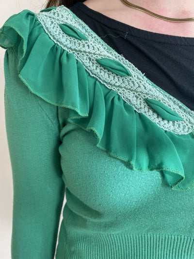 Preloved Green Frilled Summer Cardigan