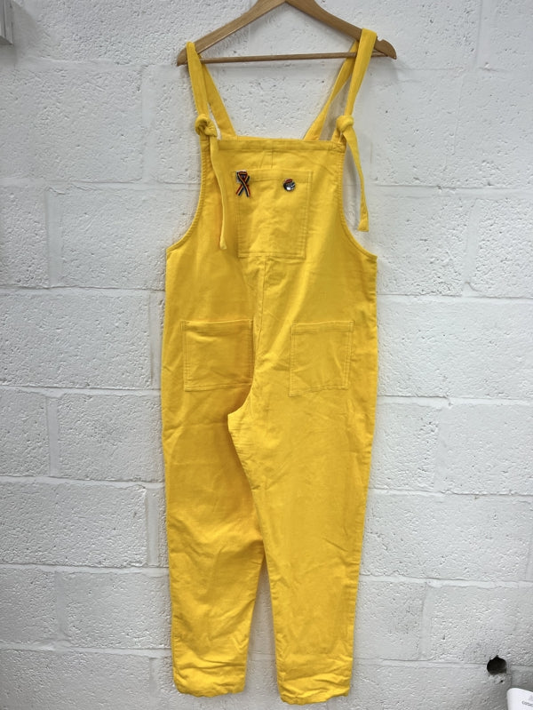 Preloved Bright Yellow Corduroy Dungarees in size 14L