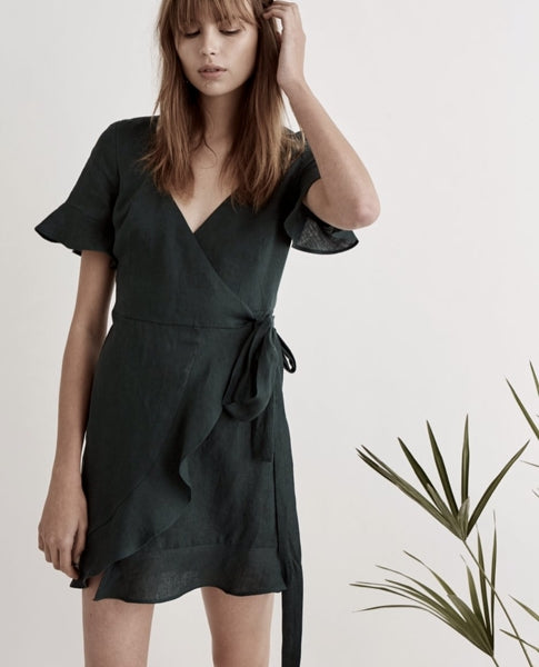 Preloved Jillian Boustred Florence Linen Wrap Dress