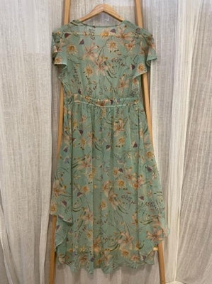Preloved Sheer floral overlayer dress with tie waist