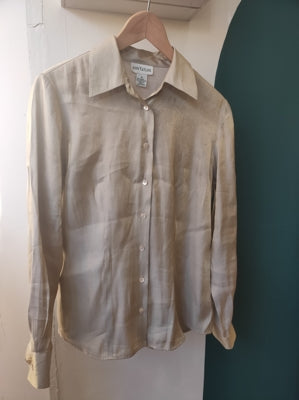 Preloved Golden Shimmer Button-Up Blouse