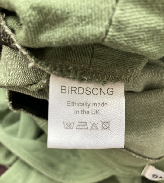 Preloved Birdsong London ‘Sanford’ organic denim jumpsuit in Chalk Green