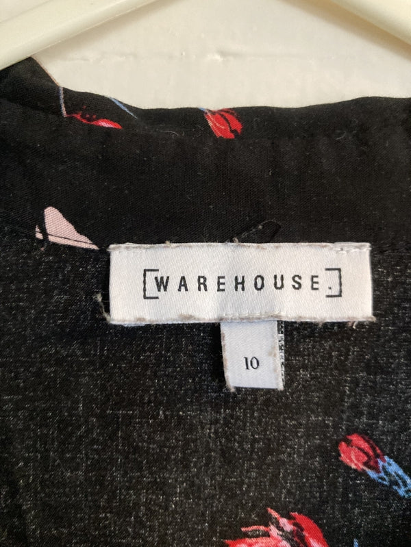 Preloved Warehouse Black floral shirt dress